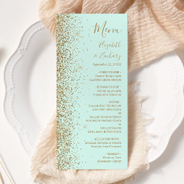 Menu Casamento Verde Menta Brilho Dourado Moderno