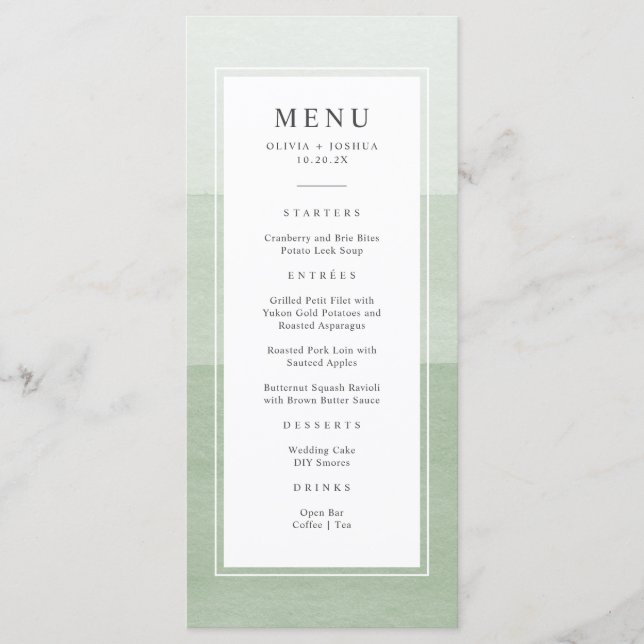 Menu Casamento Verde Moderno (Frente)