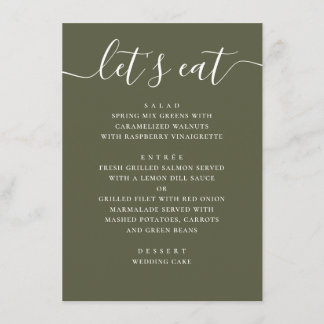 Menu Casamento Verde Oliva Suave. Recepção Moderna no J