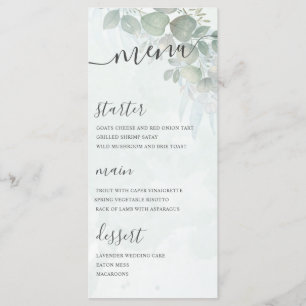 Menu Casamento Verde Rustic Eucalyptus Foliage