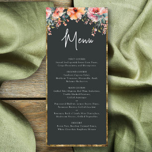 Menu Casamento Verde Rustic Floral Dourado Frame Sage