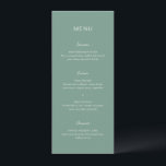 Menu Casamento Verde Simples e Sofisticado<br><div class="desc">Cardápio de casamento moderno com design simples que combina uma fonte sans serif contemporânea,  uma escrita à mão elegante e uma fonte itálica.</div>