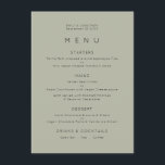 Menu Casamento Verde Simples Pale Sage<br><div class="desc">Menu de Casamento Verde de Sábio Pálido. Você também pode alterar o estilo e as cores da fonte e as cores de fundo na frente e na parte traseira,  se desejar,  por meio da opção Clique para Personalizar mais.</div>