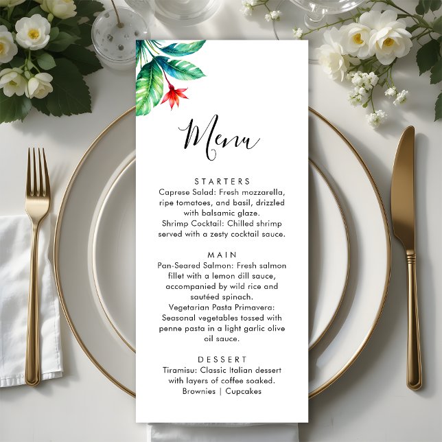 Menu Casamento Verde Tropical Minimalista Simples (Criador carregado)