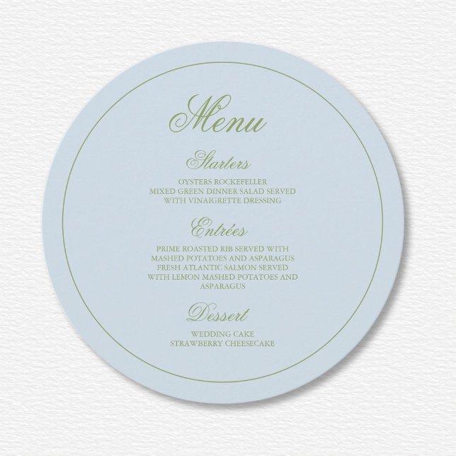 Menu Casamento verde-verde-brilhante Elegante (Criador carregado)