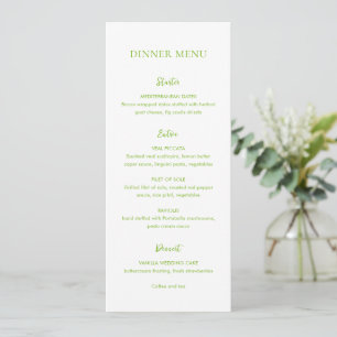 Menu Casamento Verde Vibrante Limpo e Elegante