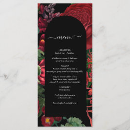 Menu Casamento Vermelho de Moody Florals Black Arch