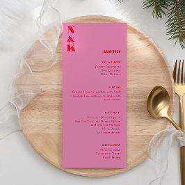 Menu Casamento Vermelho e Cor-de-Rosa Negrito Personali