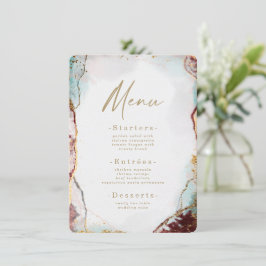 Menu Casamento Vermelho e Dourado com Abstrato moderno