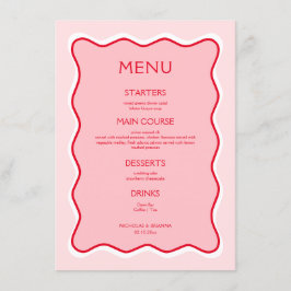 Menu Casamento Vermelho e Rosa com Moldura Retroativa