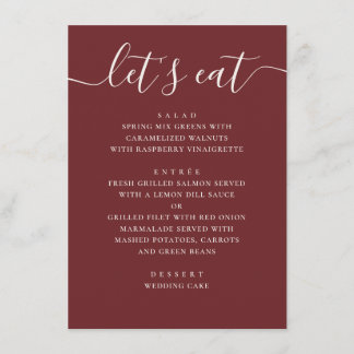 Menu Casamento Vinho Vermelho Escuro | Noite Romântica
