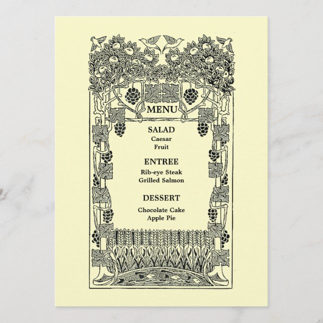 Menu Casamento Vintage Art Nouveau (Frente)