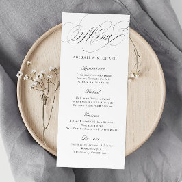 Menu Casamento vintage clássico de caligrafia elegante
