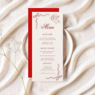Menu Casamento Vintage Cupido Vermelho Querubim Desenha