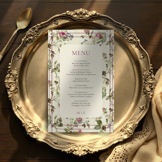 menu casamento vintage jardim rosa (Criador carregado)
