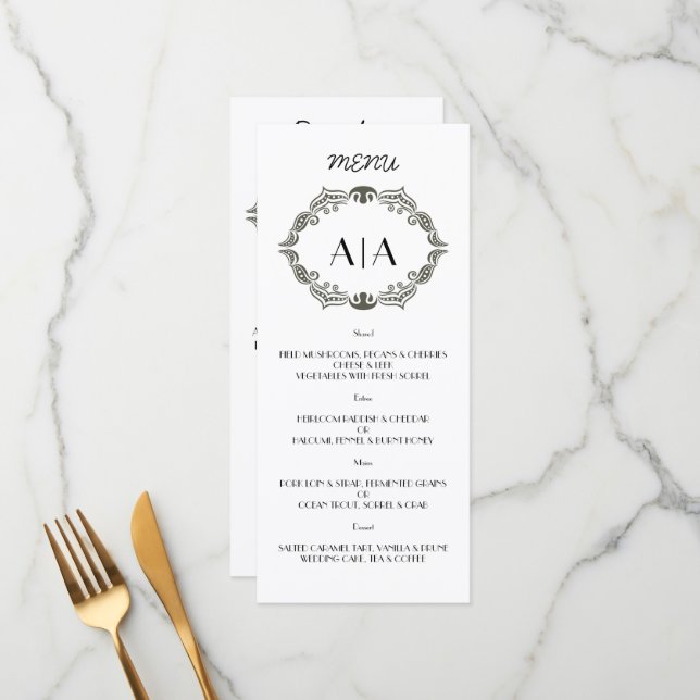 MENU Casamento vintage.Menu (Frente/Verso In Situ)