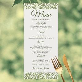 Menu Casamento vintage, Padrão Vitoriano de Folhas Selv