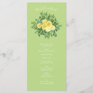 Menu Casamento vintage Primavera amarelo e verde