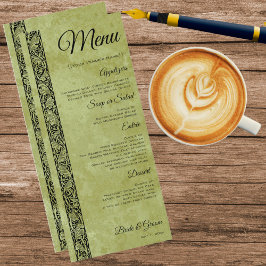 Menu Casamento Vintage, Rolo Floral de Flores Vitoriana