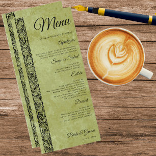 Menu Casamento Vintage, Rolo Floral de Flores Vitoriana