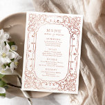 Menu casamento vintage rosa de ornamentado romântico el<br><div class="desc">Elegante vintage frame design em faux rosa gold color,  romântico e sofisticado,  cartões de cardápio excelente para casamento vintage,  casamento formal romântico e casamento no inverno de luxo. Veja todas as peças correspondentes na coleção.</div>