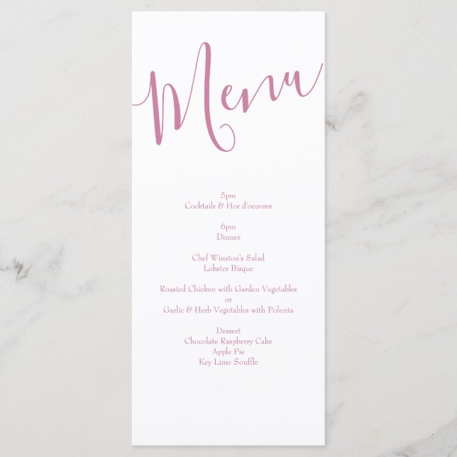 Menu Casamento vintage rosa rosa rosa (Frente)