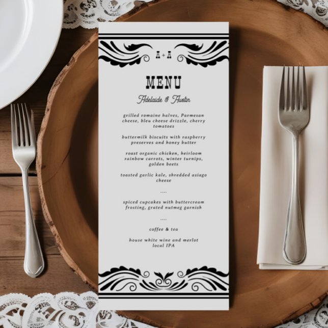 Menu Casamento Vintage Western Cowboy (Criador carregado)