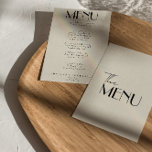 Menu Casamento Whimsical Moderno Funky Retro Francês<br><div class="desc">Um retro fedorento,  moderno e brilhante menu de janto de casamento. Que apresenta modelo de chic do fundo cremoso vintage e tipografia cor-de-rosa e cardápio manuscrito a preto. Perfeito e compatível com toda a suíte.</div>