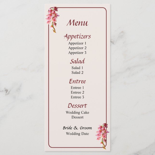 Menu Cascata de Orquídeas Rosa (Frente)