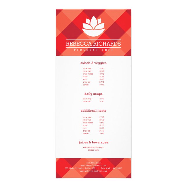 Menu Catering dos Produtos Hortícolas de Salada Sa (Frente)