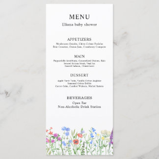 Menu Celebração de Chá de Bebê com Flor Silvestre Multi