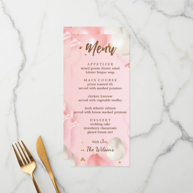 Menu Celebração de Quinceañera Editável (Frente/Verso In Situ)