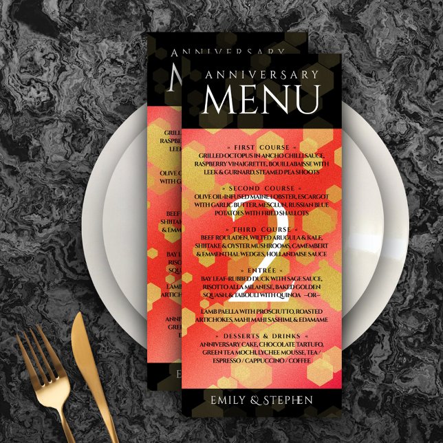 Menu Celebração do Aniversário de Casamento de Garnet d (Elegant 2nd Garnet Wedding Anniversary Menu Rack Card Cover Photo.)