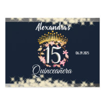 Celebração Elegante de Quinceanera marinho Silver