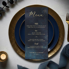 Menu Celestial Galaxy Starry Night Moody Blue Wedding