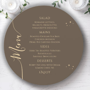 Menu Celestial Mocha Dourada Sun Moon Stars aniversário