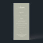 Menu Celine Muted Green Elegant Wedding<br><div class="desc">Menus clássicos de casamento,  com design simples e eterno,  com roteiro elegante e fontes serif tradicionais.</div>
