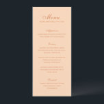 Menu Celine Peach Elegant Wedding<br><div class="desc">Menus clássicos de casamento, com design simples e eterno, com roteiro elegante e fontes serif tradicionais.</div>