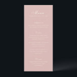 Menu Celine Pink Elegant Wedding<br><div class="desc">Menus clássicos de casamento, com design simples e eterno, com roteiro elegante e fontes serif tradicionais.</div>