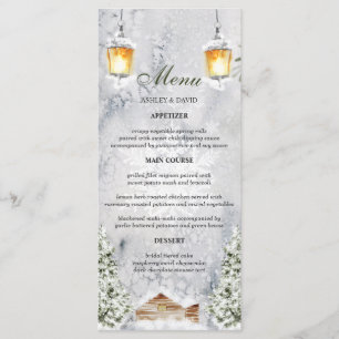 Menu Cena de Casamento Rústica de Cabana de Inverno