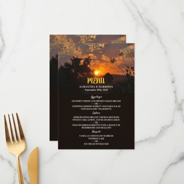 Menu Cena Sunset Noite, Casamento Russo (Frente/Verso In Situ)