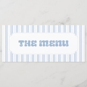 Menu Chá de Bebê Elegante com Listras em Azul Pó