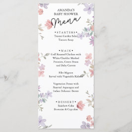 Menu Chá de Bebê Flores Selvagens Elegantes