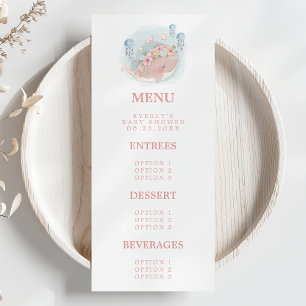 Menu Chá de Bebê Menina Baleia Água-Viva Rosa Náutico