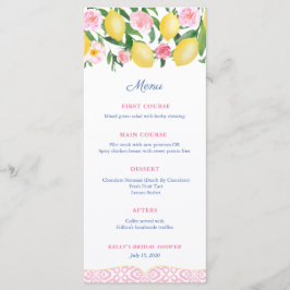 Menu Chá de Bebê Rosa e Branco com Laranja para Noiva