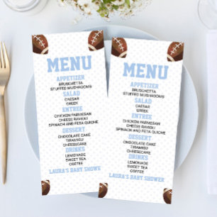 Menu Chá de fraldas Azul de Futebol Ball Sports