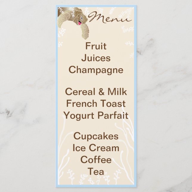 Menu chá de fraldas "BlueTurtle" (Frente)