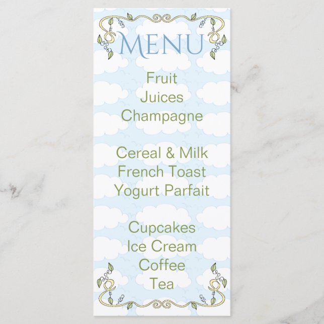 Menu chá de fraldas "Castelo no céu/amarelo" (Frente)