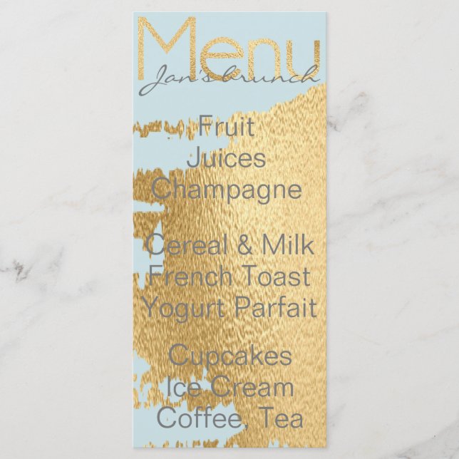 Menu chá de fraldas "Classic Dourado/Blue" (Frente)