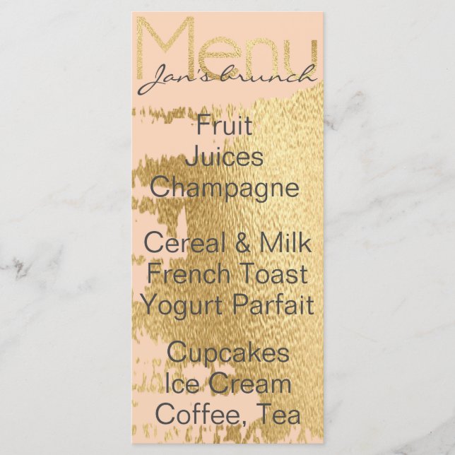 Menu chá de fraldas "Classic Dourado/Pink" (Frente)